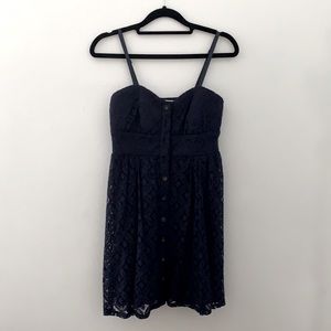 Three Pink Hearts Dark Navy Dress